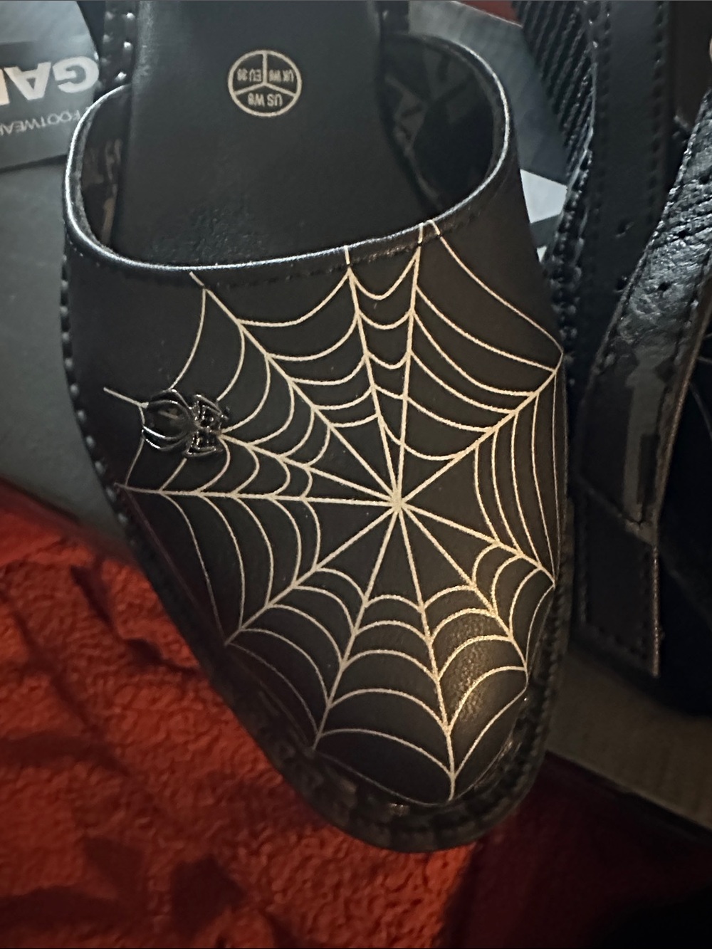 T.U.K Black Spiderweb Ankle-Strap Mules - Picture 4 of 4